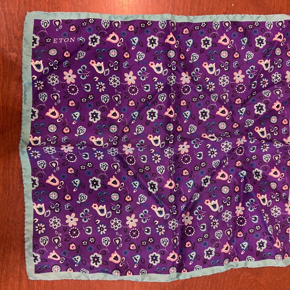 Eton Purple and Pink Patterned Pocket Square